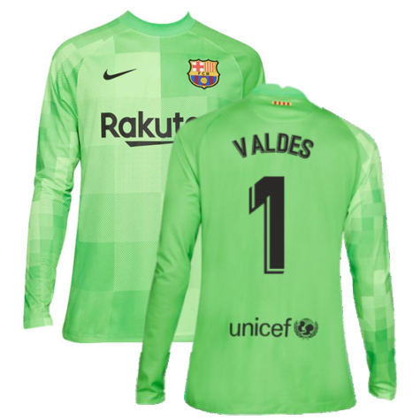 2021-2022 Barcelona Goalkeeper Shirt (Green) (VALDES 1)
