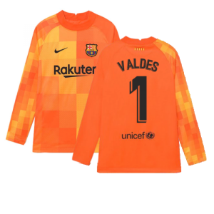 2021-2022 Barcelona Home Goalkeeper Shirt (Orange) (VALDES 1)
