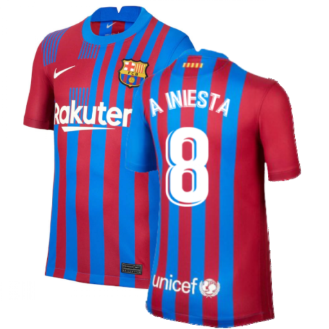 2021-2022 Barcelona Home Shirt (Kids) (A INIESTA 8)