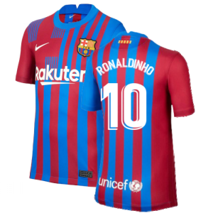 2021-2022 Barcelona Home Shirt (Kids) (RONALDINHO 10)