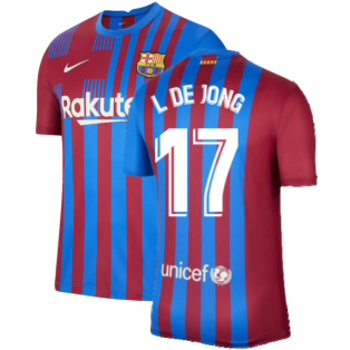2021-2022 Barcelona Home Shirt (L DE JONG 17)