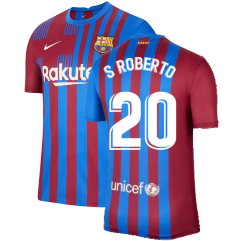 2021-2022 Barcelona Home Shirt (S ROBERTO 20)