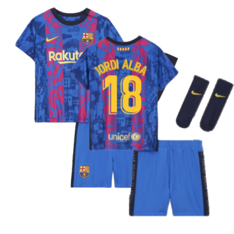 2021-2022 Barcelona Infants 3rd Kit (JORDI ALBA 18)