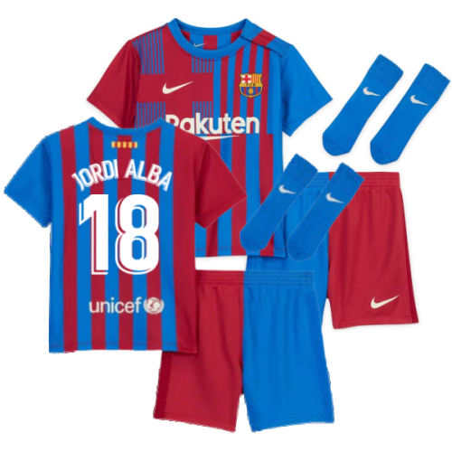 2021-2022 Barcelona Infants Home Kit (JORDI ALBA 18)  2021-2022 Barcelona Infants Home Kit (JORDI ALBA 18)