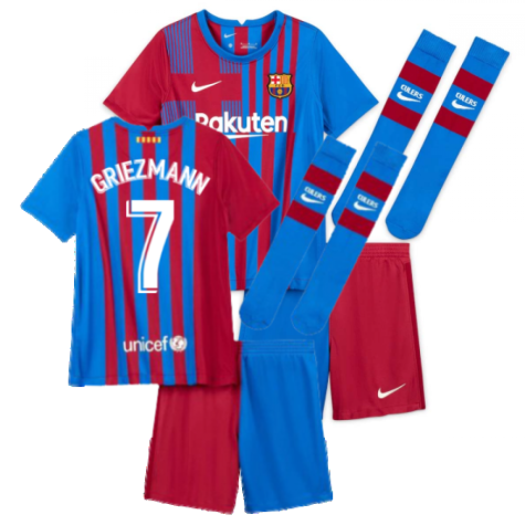 2021-2022 Barcelona Little Boys Home Kit (GRIEZMANN 7)