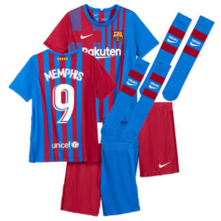 2021-2022 Barcelona Little Boys Home Kit (MEMPHIS 9)