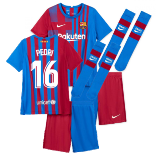 2021-2022 Barcelona Little Boys Home Kit (PEDRI 16)