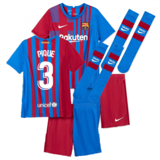 2021-2022 Barcelona Little Boys Home Kit (PIQUE 3)