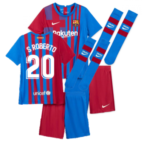 2021-2022 Barcelona Little Boys Home Kit (S ROBERTO 20)
