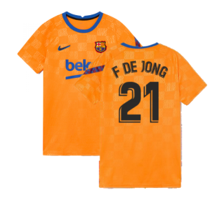 2021-2022 Barcelona Pre-Match Jersey (Orange) (F DE JONG 21)