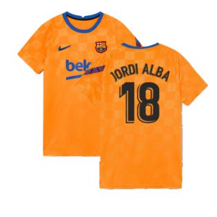 2021-2022 Barcelona Pre-Match Jersey (Orange) (JORDI ALBA 18)