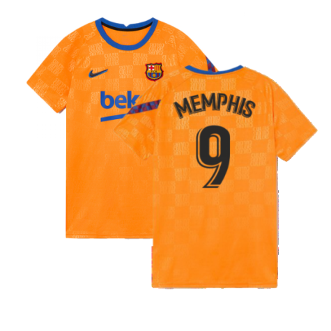 2021-2022 Barcelona Pre-Match Jersey (Orange) (MEMPHIS 9)