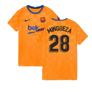 2021-2022 Barcelona Pre-Match Jersey (Orange) (MINGUEZA 28)