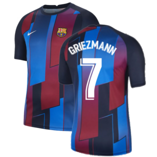 2021-2022 Barcelona Pre-Match Training Shirt (Blue) (GRIEZMANN 7)