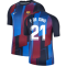 2021-2022 Barcelona Pre-Match Training Shirt (Blue) - Kids (F DE JONG 21)