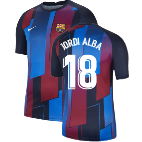2021-2022 Barcelona Pre-Match Training Shirt (Blue) - Kids (JORDI ALBA 18)