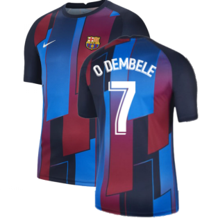 2021-2022 Barcelona Pre-Match Training Shirt (Blue) - Kids (O DEMBELE 7)