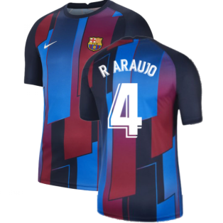 2021-2022 Barcelona Pre-Match Training Shirt (Blue) - Kids (R ARAUJO 4)