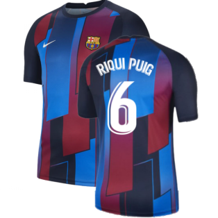 2021-2022 Barcelona Pre-Match Training Shirt (Blue) - Kids (RIQUI PUIG 6)