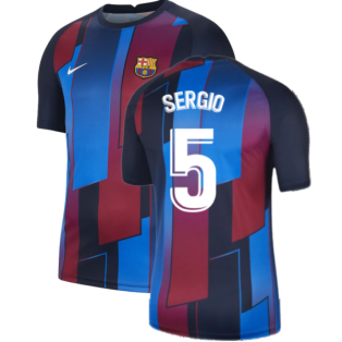 2021-2022 Barcelona Pre-Match Training Shirt (Blue) - Kids (SERGIO 5)