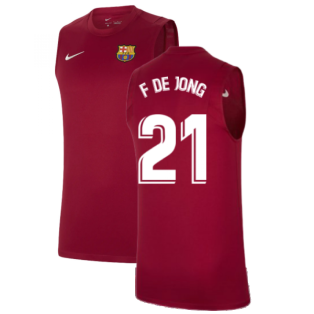 2021-2022 Barcelona Sleeveless Top (Red) (F DE JONG 21)