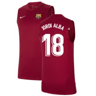 2021-2022 Barcelona Sleeveless Top (Red) (JORDI ALBA 18)