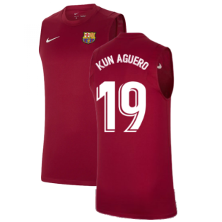 2021-2022 Barcelona Sleeveless Top (Red) (KUN AGUERO 19)