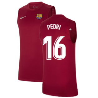2021-2022 Barcelona Sleeveless Top (Red) (PEDRI 16)