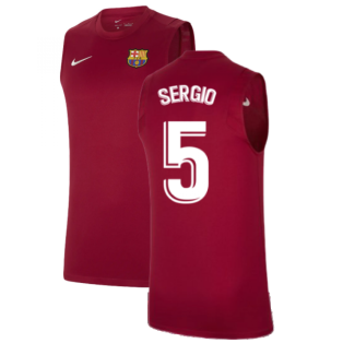 2021-2022 Barcelona Sleeveless Top (Red) (SERGIO 5)