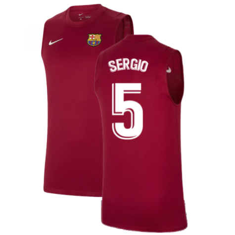 2021-2022 Barcelona Sleeveless Top (Red) (SERGIO 5)