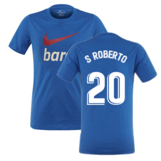 2021-2022 Barcelona Swoosh Club Tee (Blue) (S ROBERTO 20)