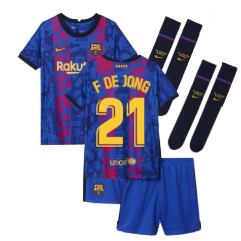 2021-2022 Barcelona Third Mini Kit (F DE JONG 21)