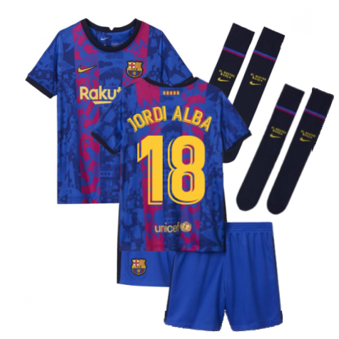 2021-2022 Barcelona Third Mini Kit (JORDI ALBA 18)