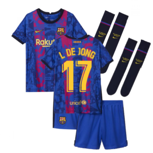 2021-2022 Barcelona Third Mini Kit (L DE JONG 17)