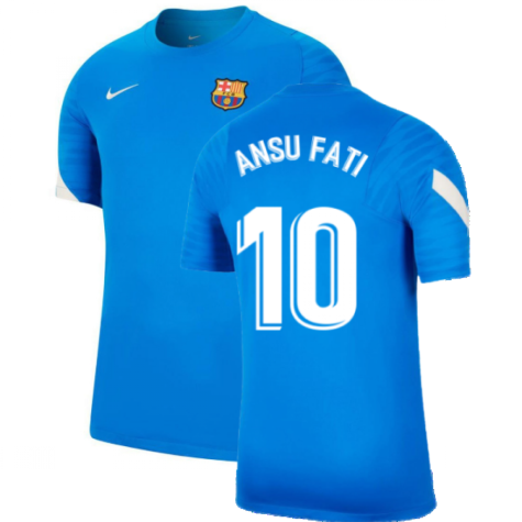 2021-2022 Barcelona Training Shirt (Blue) (ANSU FATI 10)