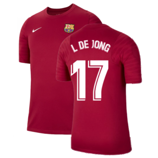2021-2022 Barcelona Training Shirt (Noble Red) (L DE JONG 17)