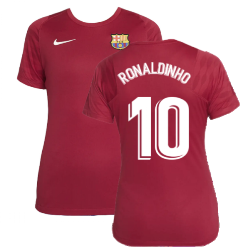 2021-2022 Barcelona Training Shirt (Noble Red) - Womens (RONALDINHO 10)  2021-2022 Barcelona Training Shirt (Noble Red) - Womens (RONALDINHO 10)