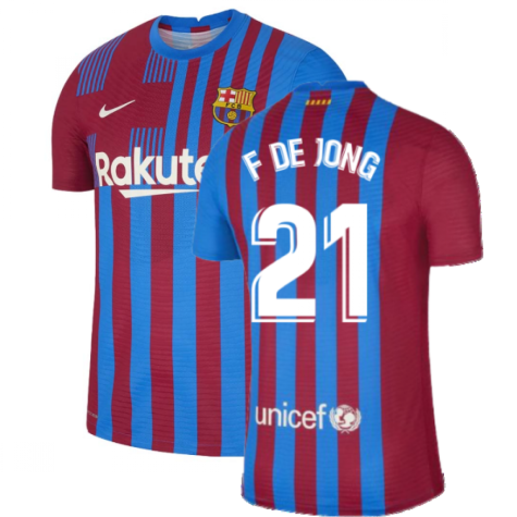 2021-2022 Barcelona Vapor Match Home Shirt (F DE JONG 21)