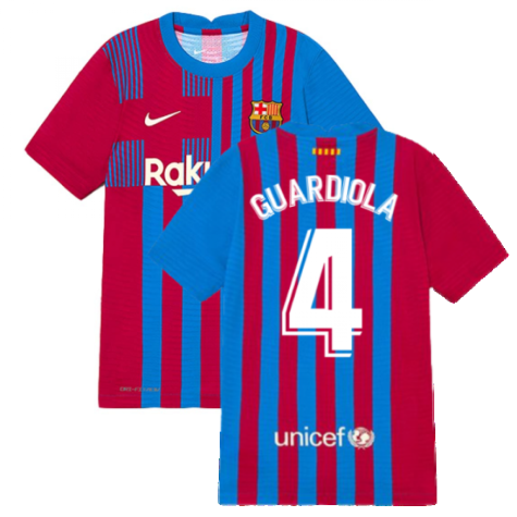 2021-2022 Barcelona Vapor Match Home Shirt (Kids) (GUARDIOLA 4)