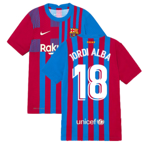 2021-2022 Barcelona Vapor Match Home Shirt (Kids) (JORDI ALBA 18)