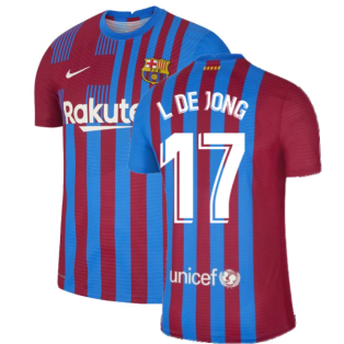 2021-2022 Barcelona Vapor Match Home Shirt (L DE JONG 17)