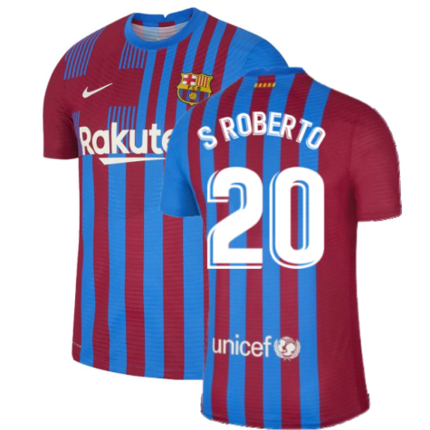 2021-2022 Barcelona Vapor Match Home Shirt (S ROBERTO 20)
