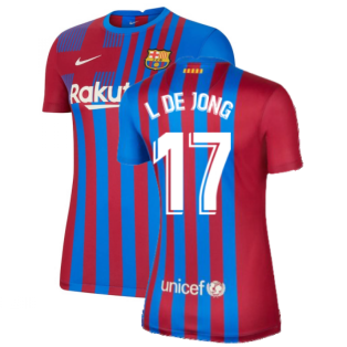 2021-2022 Barcelona Womens Home Shirt (L DE JONG 17)