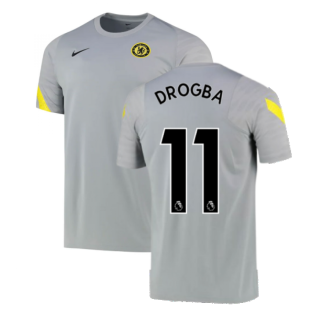 2021-2022 Chelsea Training Shirt (Grey) (DROGBA 11)