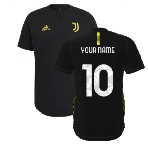 2021-2022 Juventus Travel Tee (Black) (Your Name)