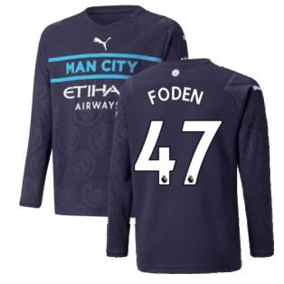 2021-2022 Man City Long Sleeve 3rd Shirt (Kids) (FODEN 47)