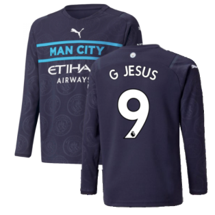 2021-2022 Man City Long Sleeve 3rd Shirt (Kids) (G JESUS 9)