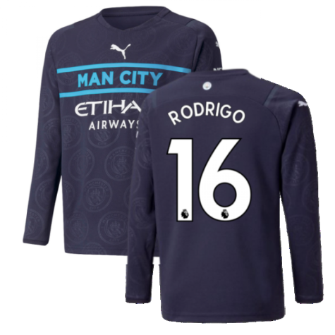 2021-2022 Man City Long Sleeve 3rd Shirt (Kids) (RODRIGO 16)