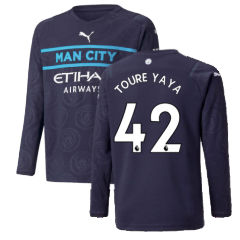 2021-2022 Man City Long Sleeve 3rd Shirt (Kids) (TOURE YAYA 42)