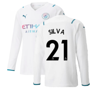 2021-2022 Man City Long Sleeve Away Shirt (SILVA 21)